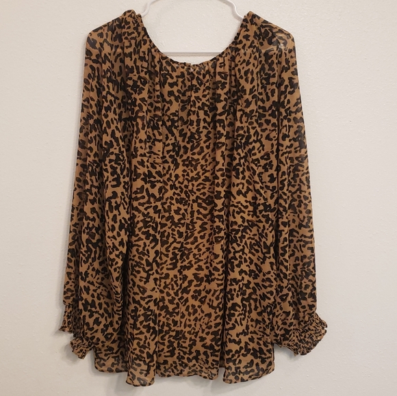 AVA&VIV Leopard Print Blouse 4X - Picture 2 of 5